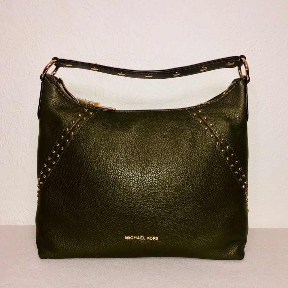 Michael Kors Aria Studded Med. Olive Leather Bag